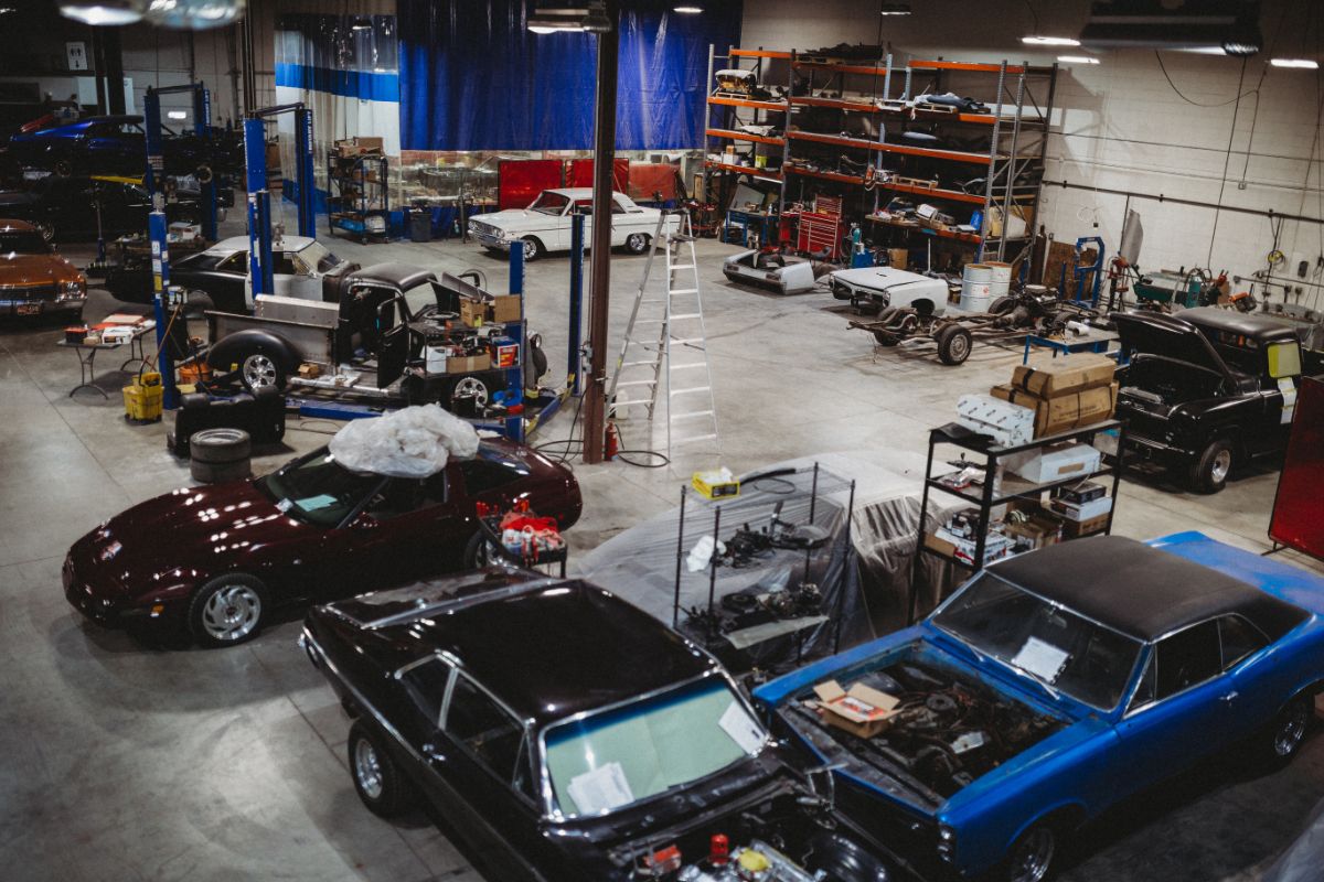 Overhead view of the shop